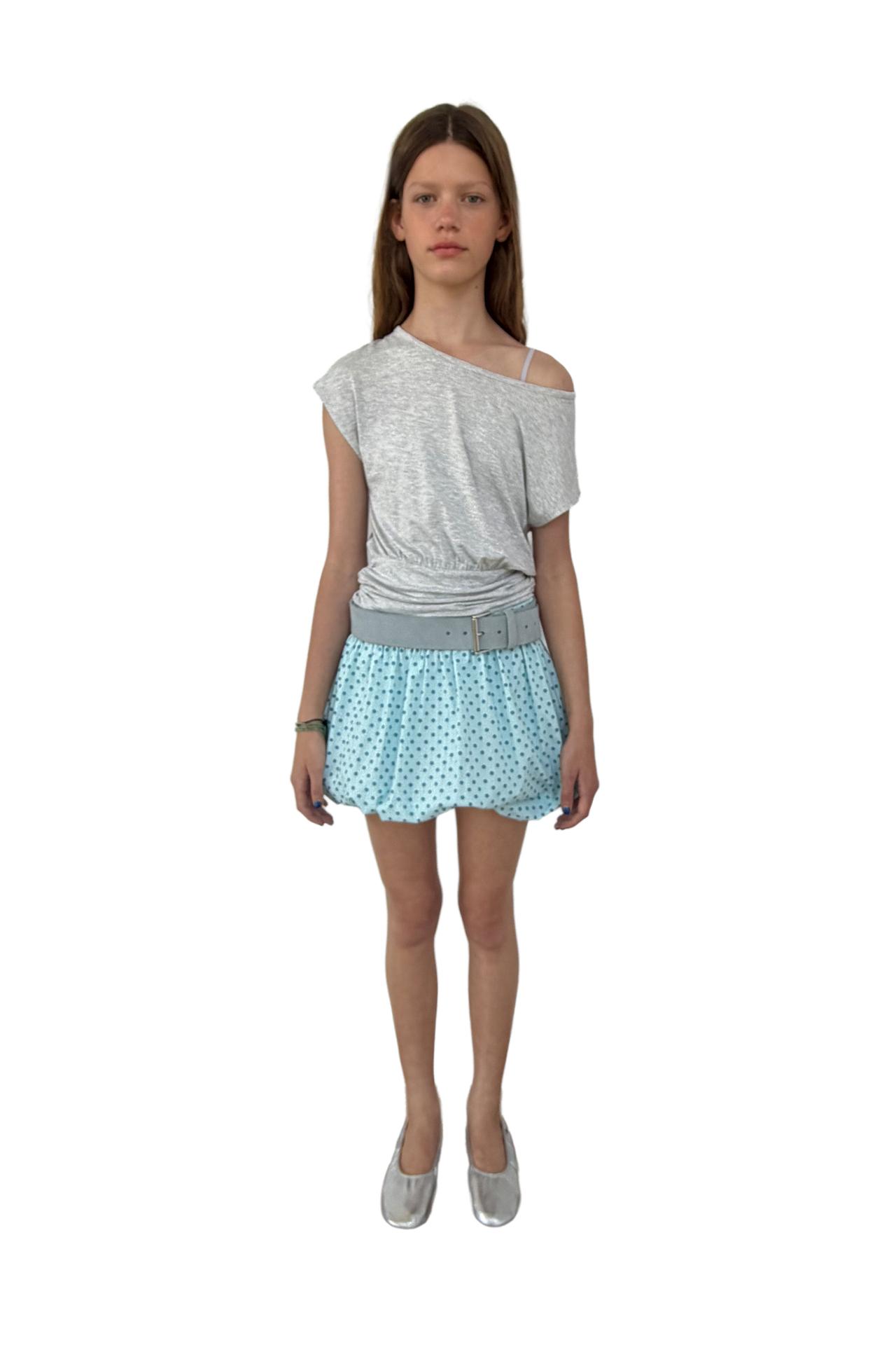 POLKA DOT BALLOON SKIRT — Light blue
