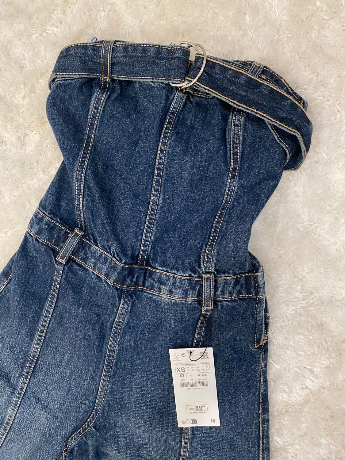 STRAPLESS TRF DENIM DRESS - Image 2