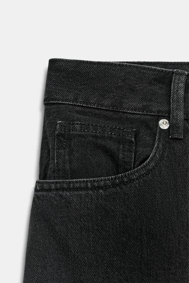 TRF MID-WAIST DENIM JORTS BERMUDA SHORTS - Black by Zara - Image 9