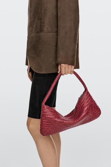 Bolso trenzado piel napa - Rojo de Zara