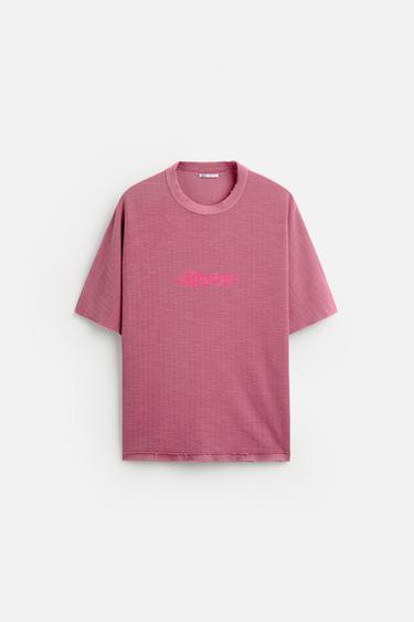 Zara KNIT PATCH T-SHIRT - Pink