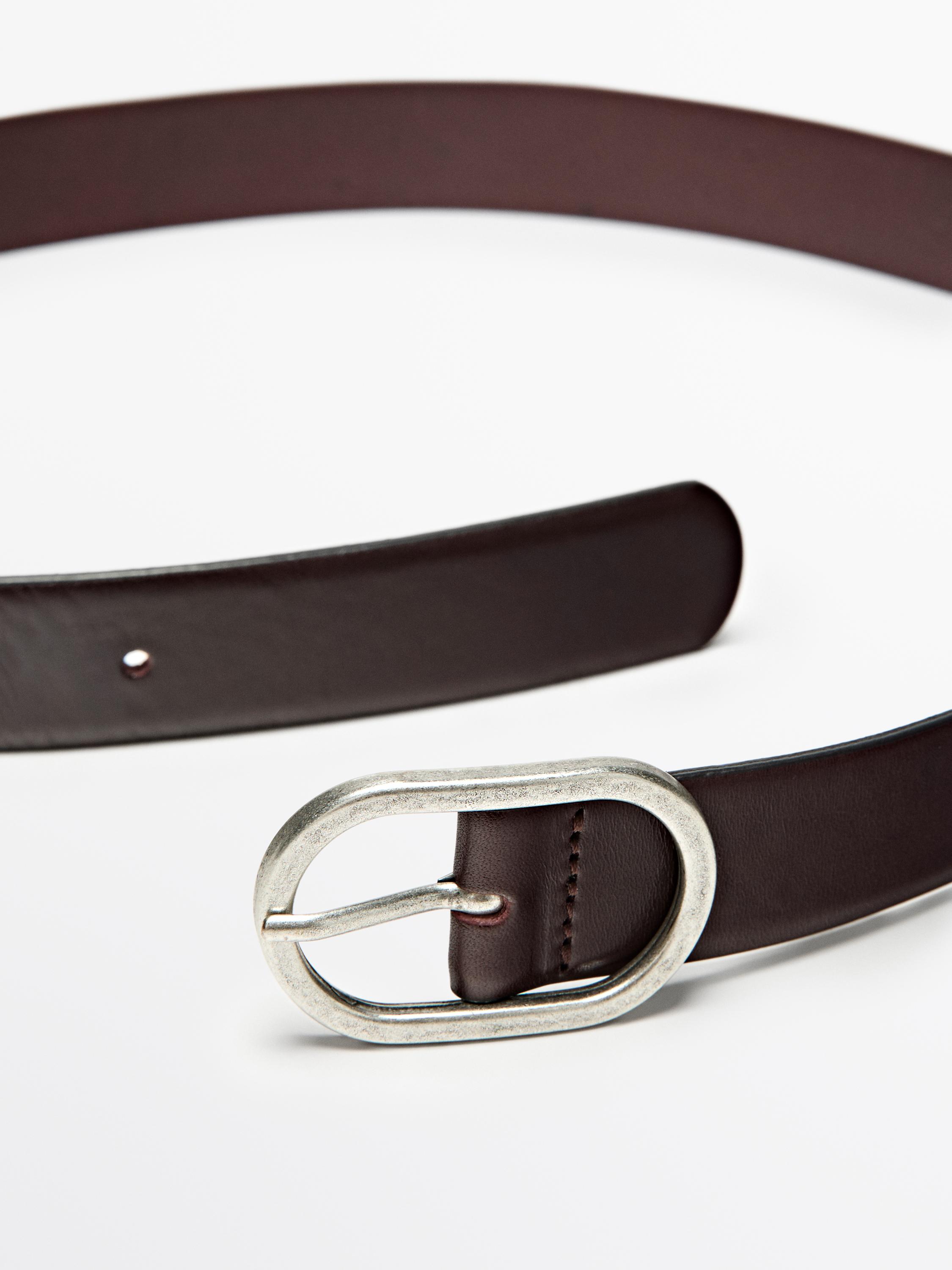 Ceinture boucle ovale en cuir nappa