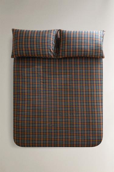 CHECK FLANNEL DUVET COVER - Blue by Zara