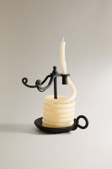 CHIMNEY SCENTED CANDLE AND CANDLESTICK SET - Green by Zara