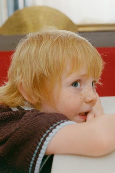 CONTRAST COLLAR KNIT POLO SHIRT - Brown-Blue by Zara