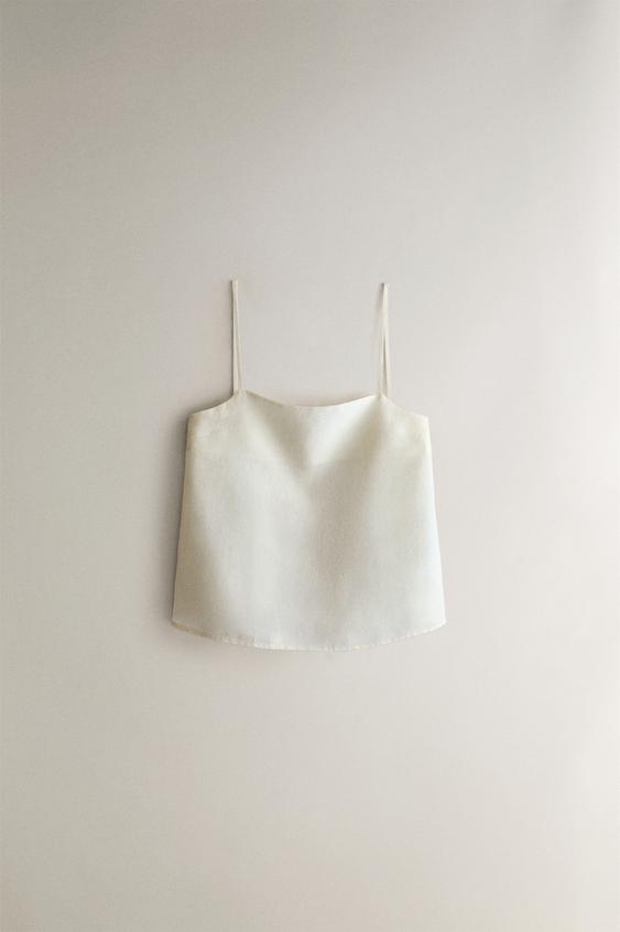 LINEN TOP - Ecru by Zara - Image 0