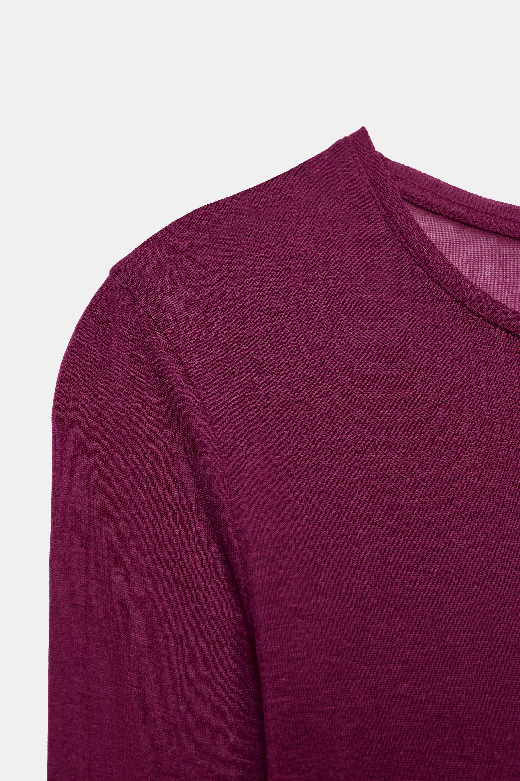 Zara SUPIMA® UZUN KOLLU T-SHIRT görsel 8