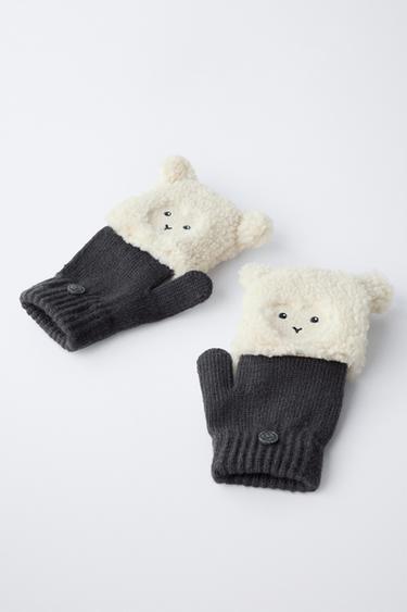 SHEEP MITTEN GLOVES - Grey marl by Zara - Image 2