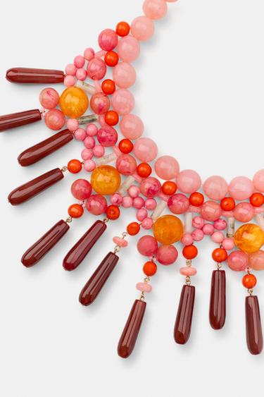COLLIER À BOULES EN RÉSINE - Rose de Zara - Image 2