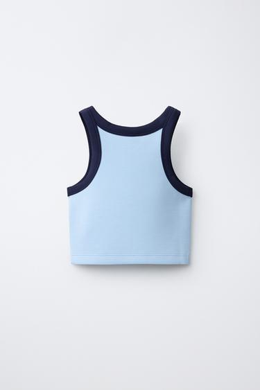 MODAL BLEND CROP TOP - Sky blue by Zara - Image 1