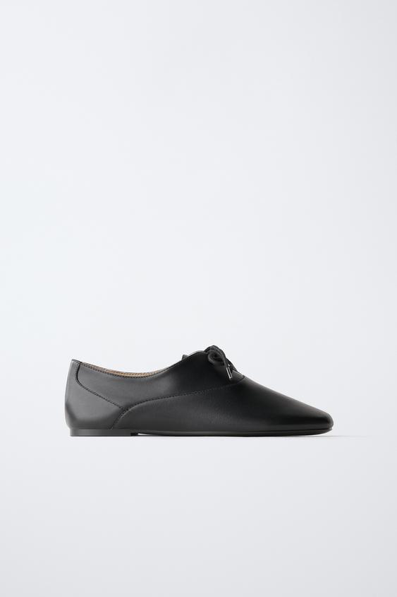 Детские туфли Zara Leather Blucher with Thin Sole, цвет: Чёрный