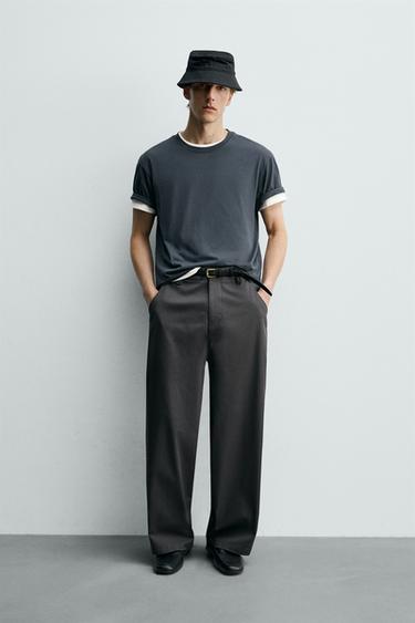 WIDE-LEG CROPPED TROUSERS - Anthracite Grey by Zara