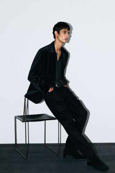BLAZER REGULAR FIT TERCIOPELO - Negro de Zara