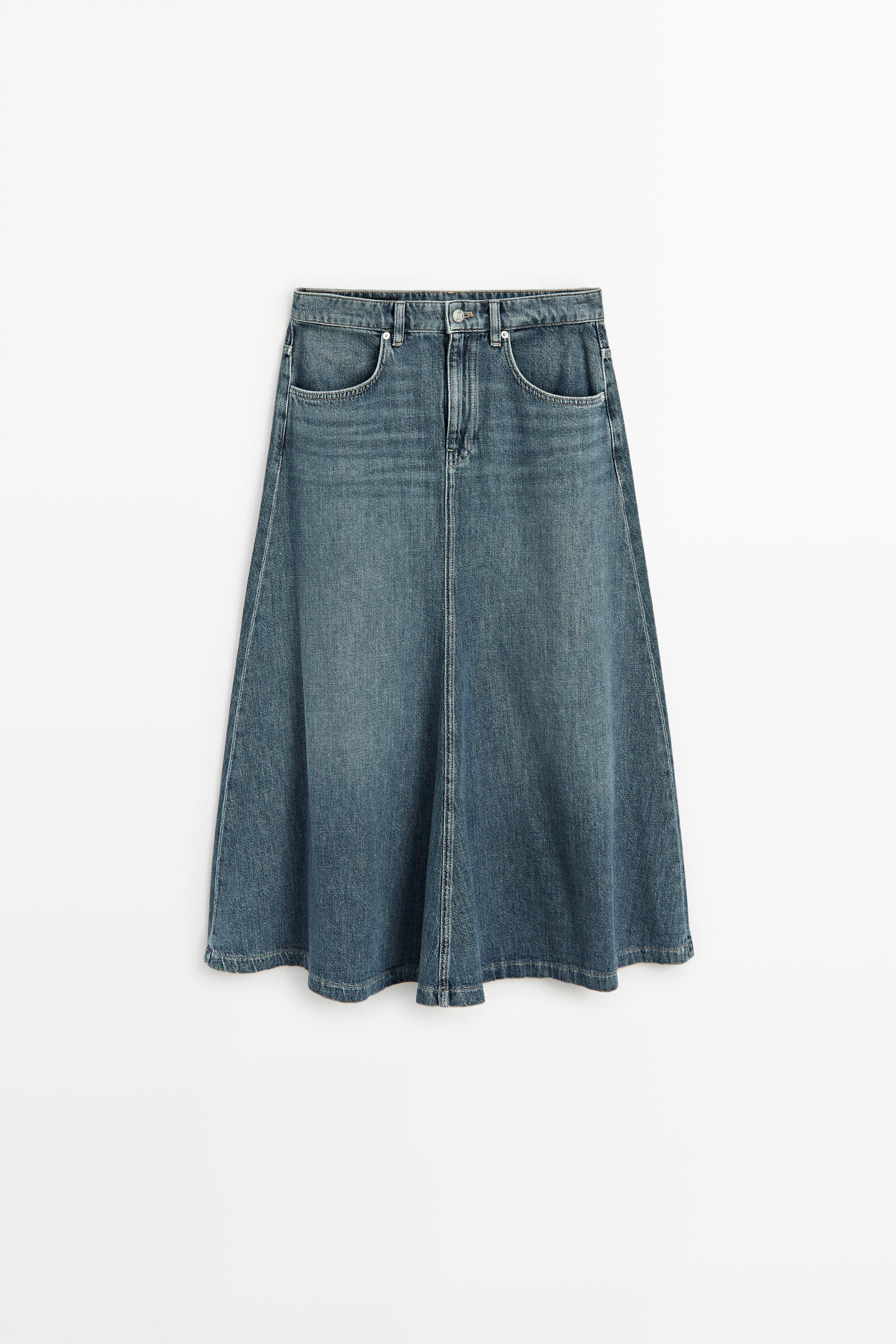 Jupe midi flare en jean