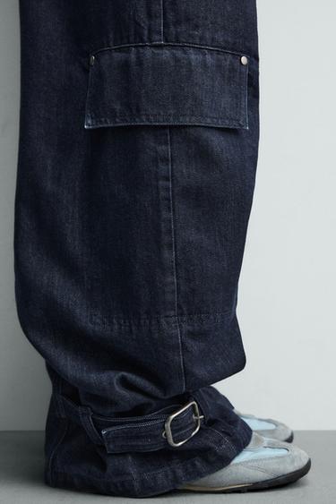 PANTALON CARGO À PASSANTS - Bleu indigo de Zara - Image 4