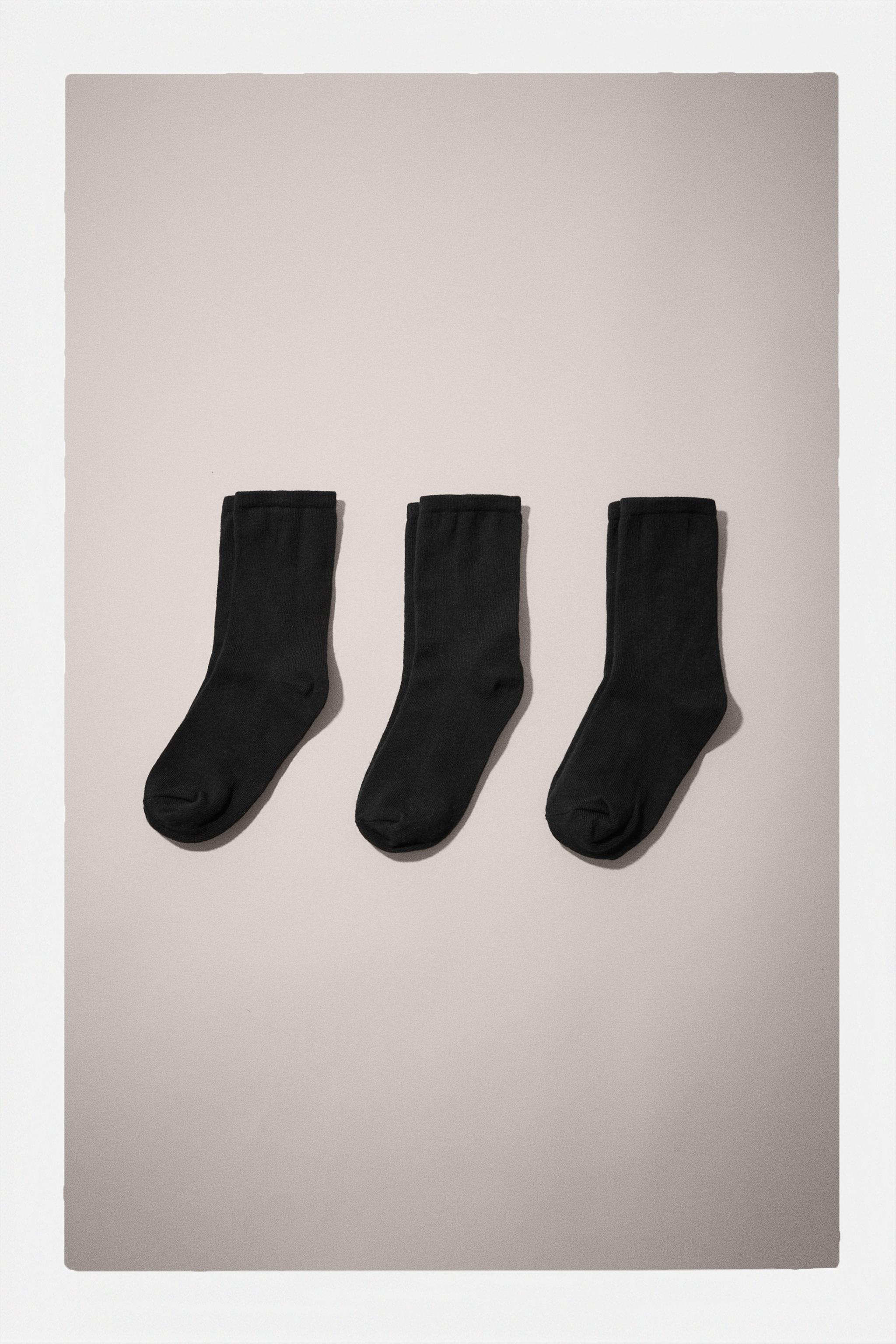 THREE PACK BASIC LONG SOCKS White ZARA United States