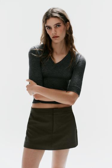 CHECK SKORT - Brown by Zara