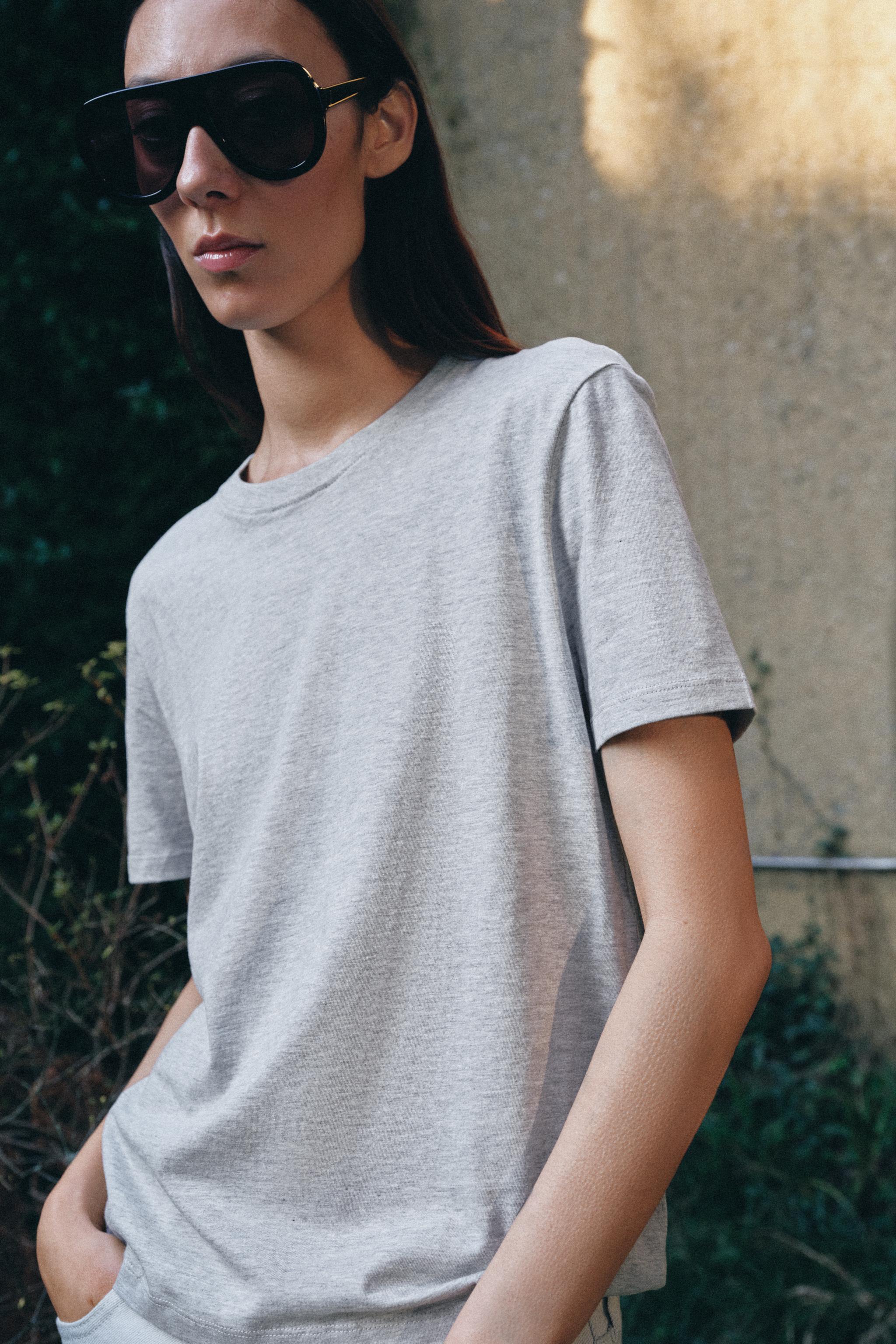 BASIC COTTON T-SHIRT - Gray marl | ZARA United States