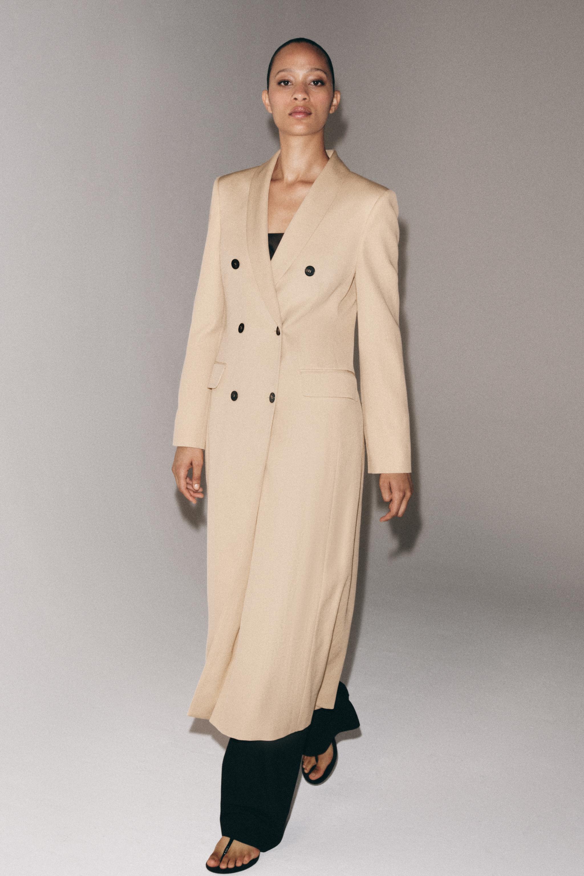 ZW COLLECTION FLOWY DOUBLE-BREASTED COAT