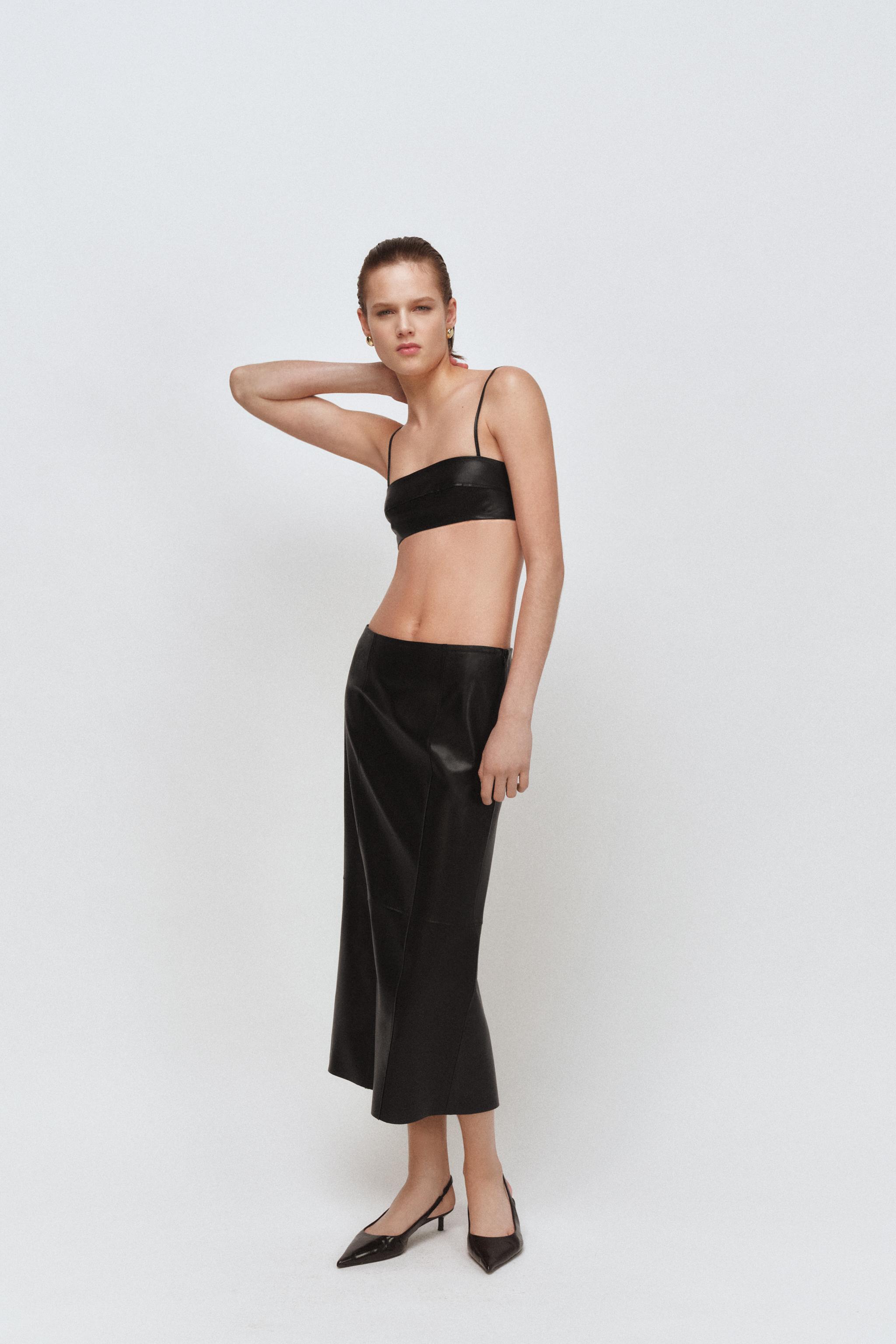 Mini-jupe En Cuir Zara Taille L - Noire, Occasion En Très Bon état