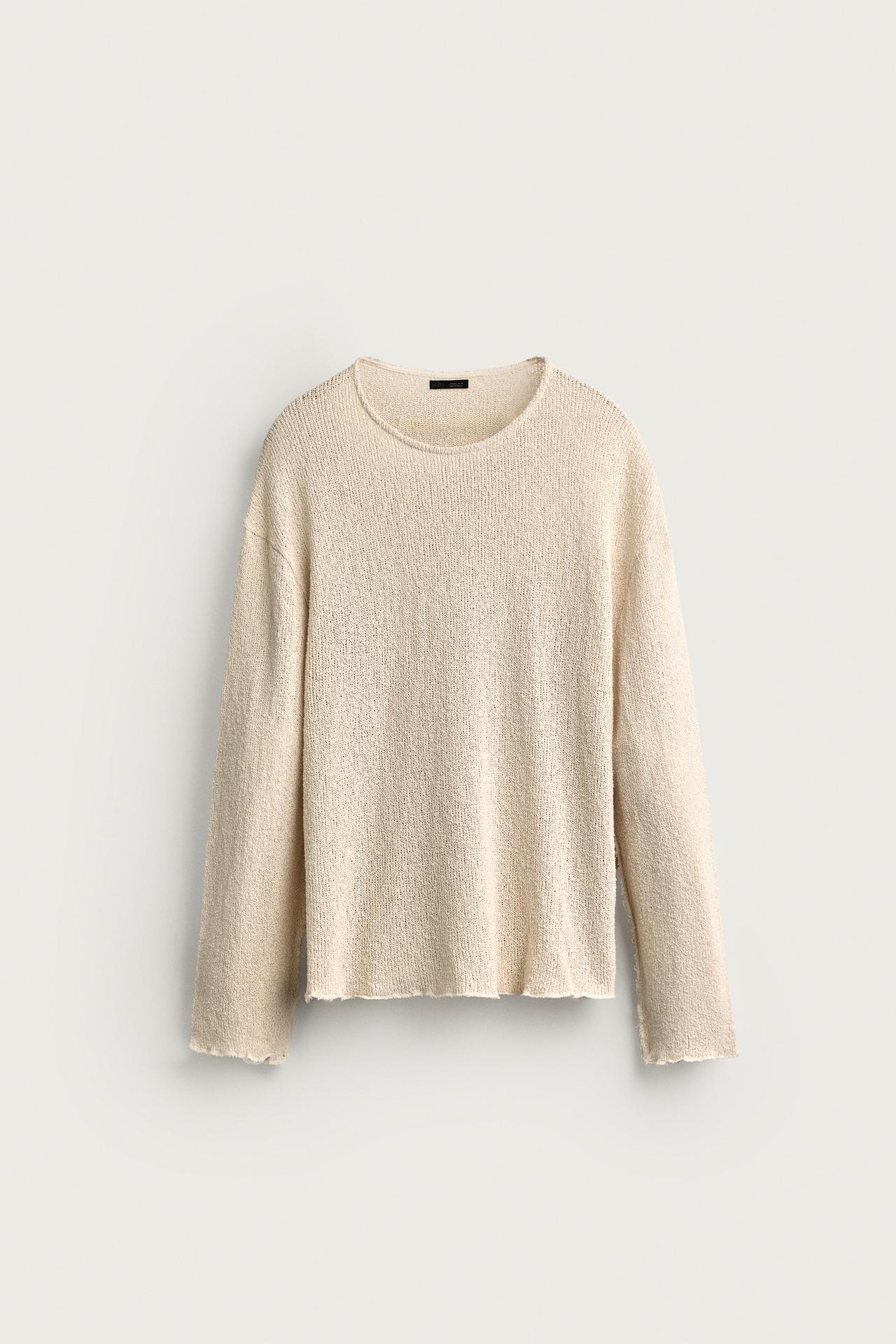 WASHED PRINT KNIT T-SHIRT — Ecru
