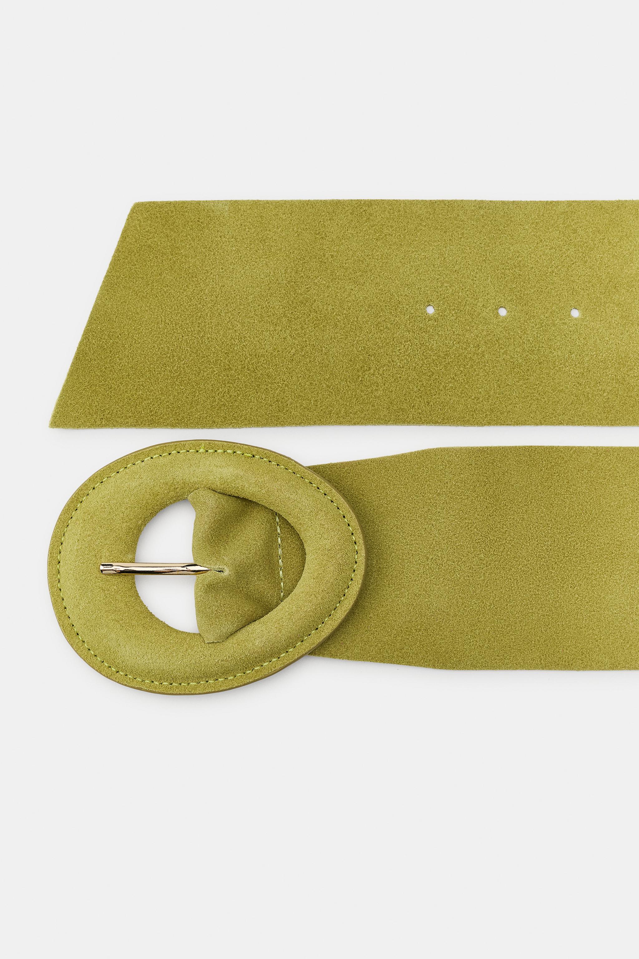 100% SUEDE LEATHER BELT WITH COVERED BUCKLE