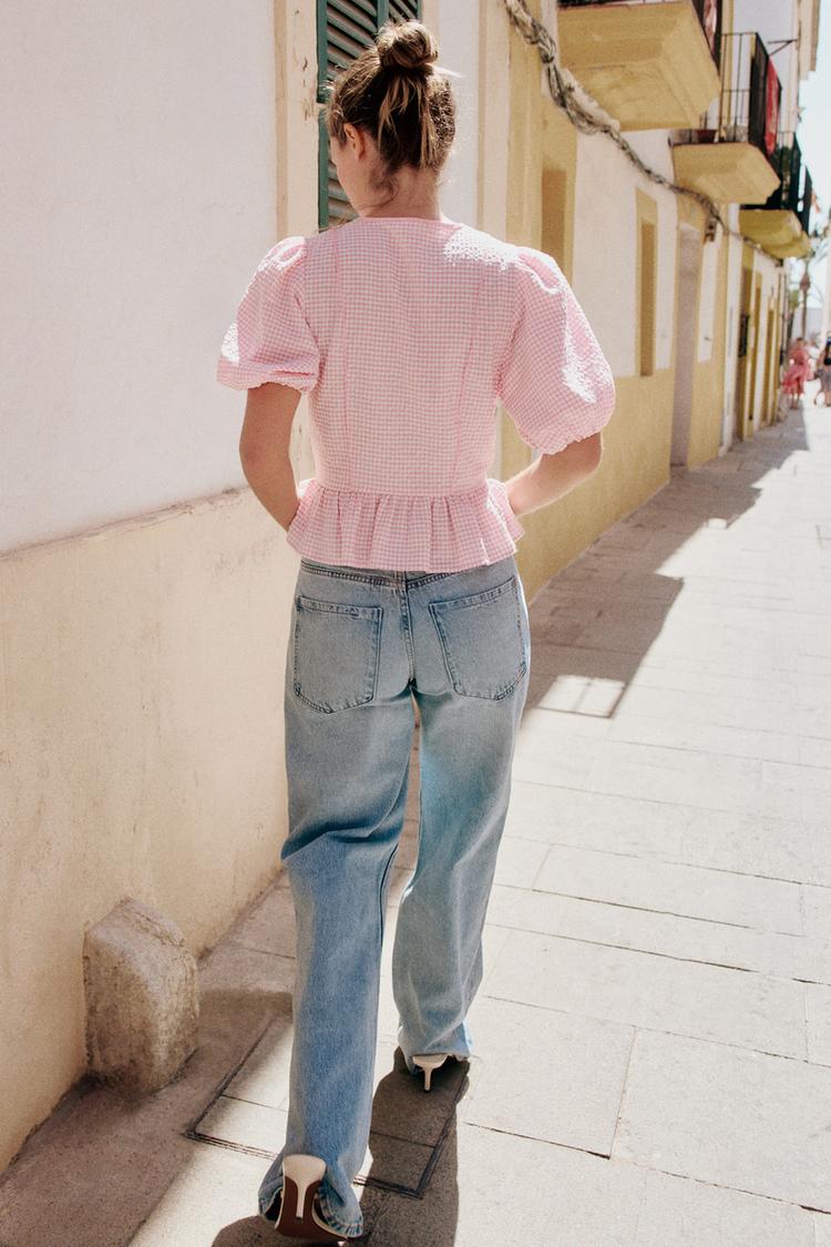 Blusa peplum de cuadros 6