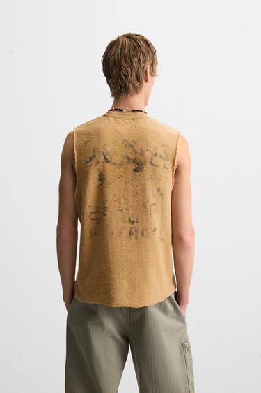WASHED KNIT PRINT T-SHIRT - Mustard by Zara - Image 2