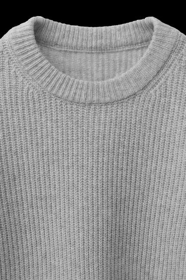 RIBBSTRICKPULLOVER - Perlgrau von Zara