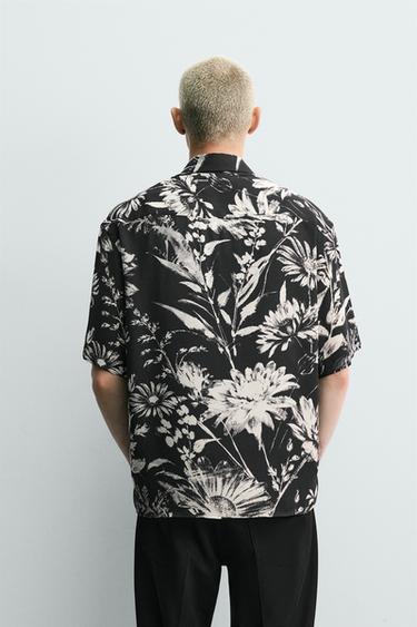 RELAXED FIT FLORAL PRINT SHIRT - Black by Zara - Image 2