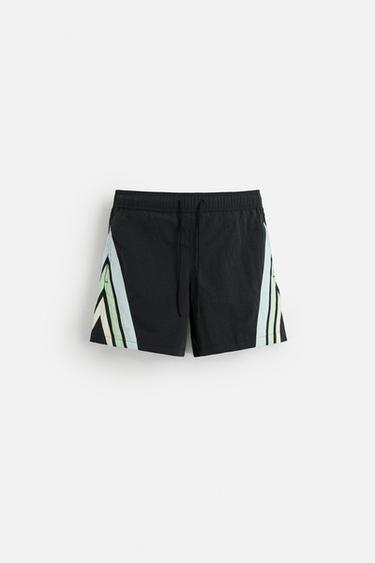 REGULAR SWIM TRUNKS WITH CONTRAST BANDS - Black by Zara