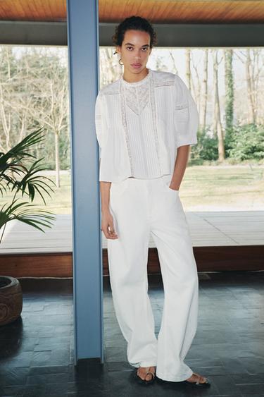 ZW COLLECTION BARREL MID-WAIST JEANS - White by Zara