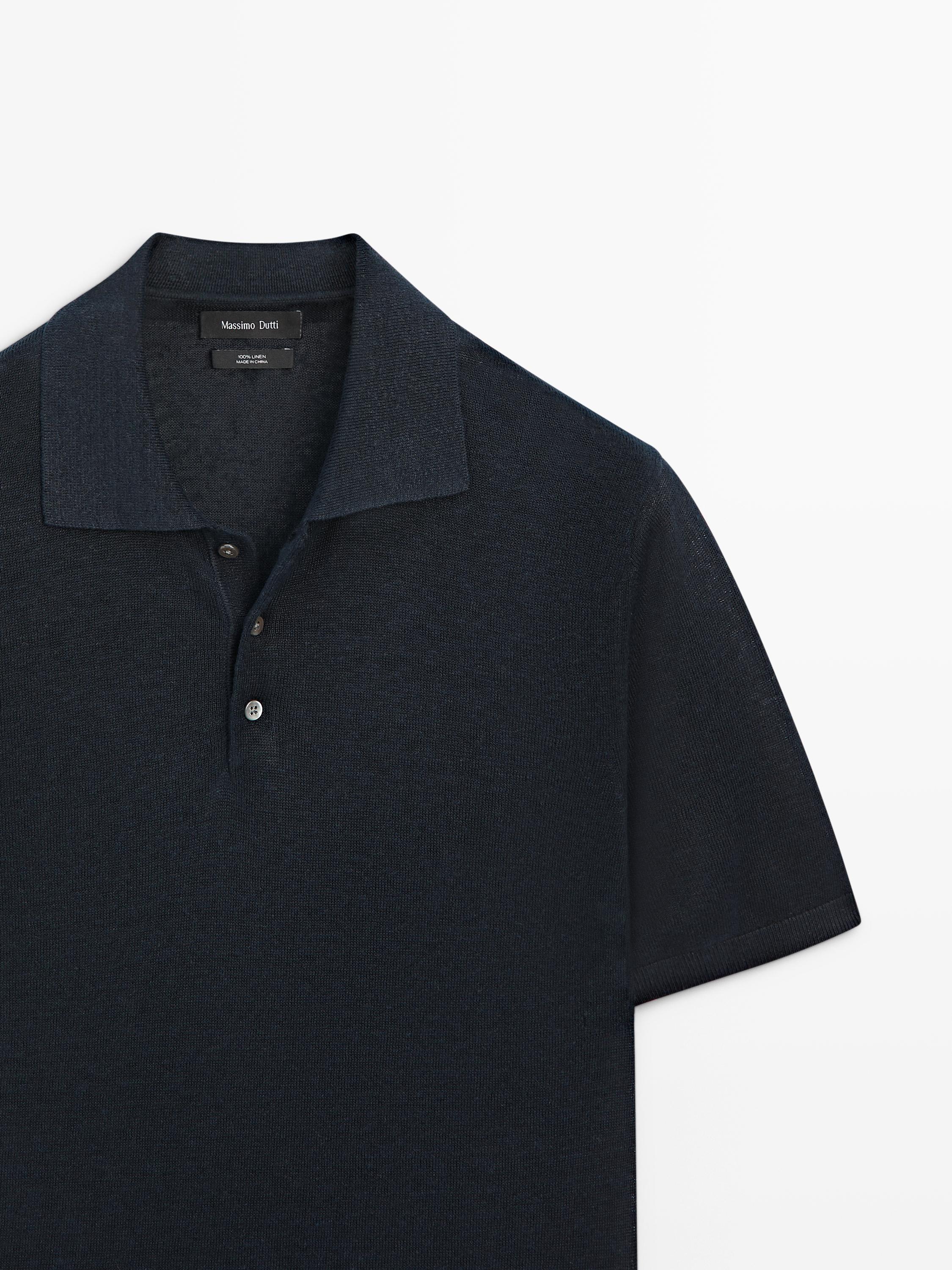Linen knit polo sweater