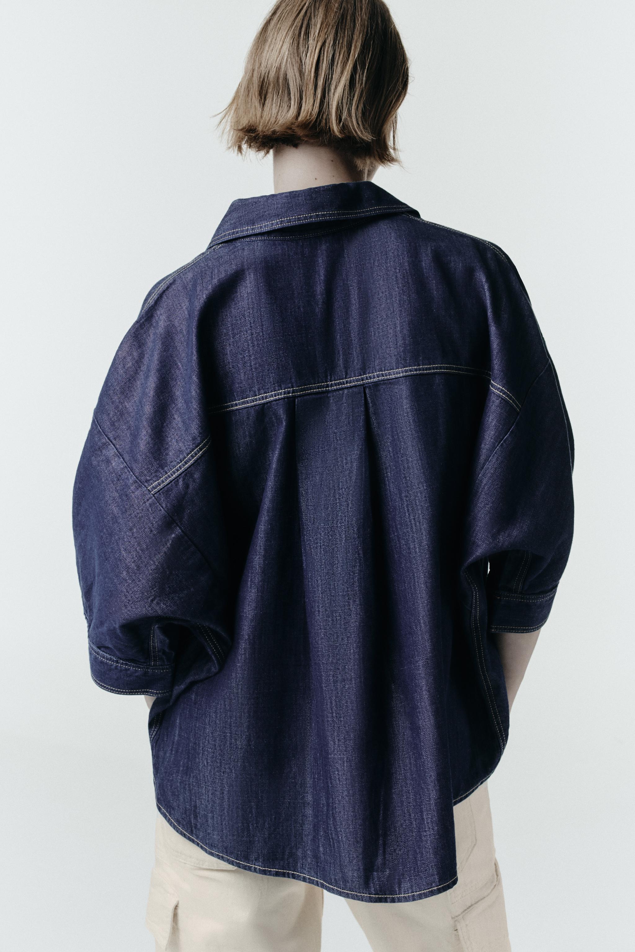 Z1975 DENIM SHIRT WITH GOLD APPLIQUÉ - Blue | ZARA South Africa