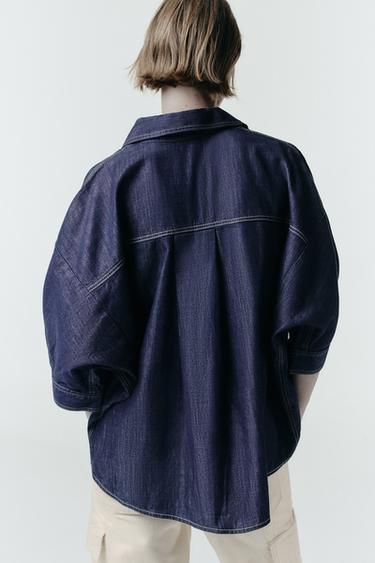 Z1975 DENIM SHIRT WITH GOLD APPLIQUÉ - Blue by Zara - Image 0