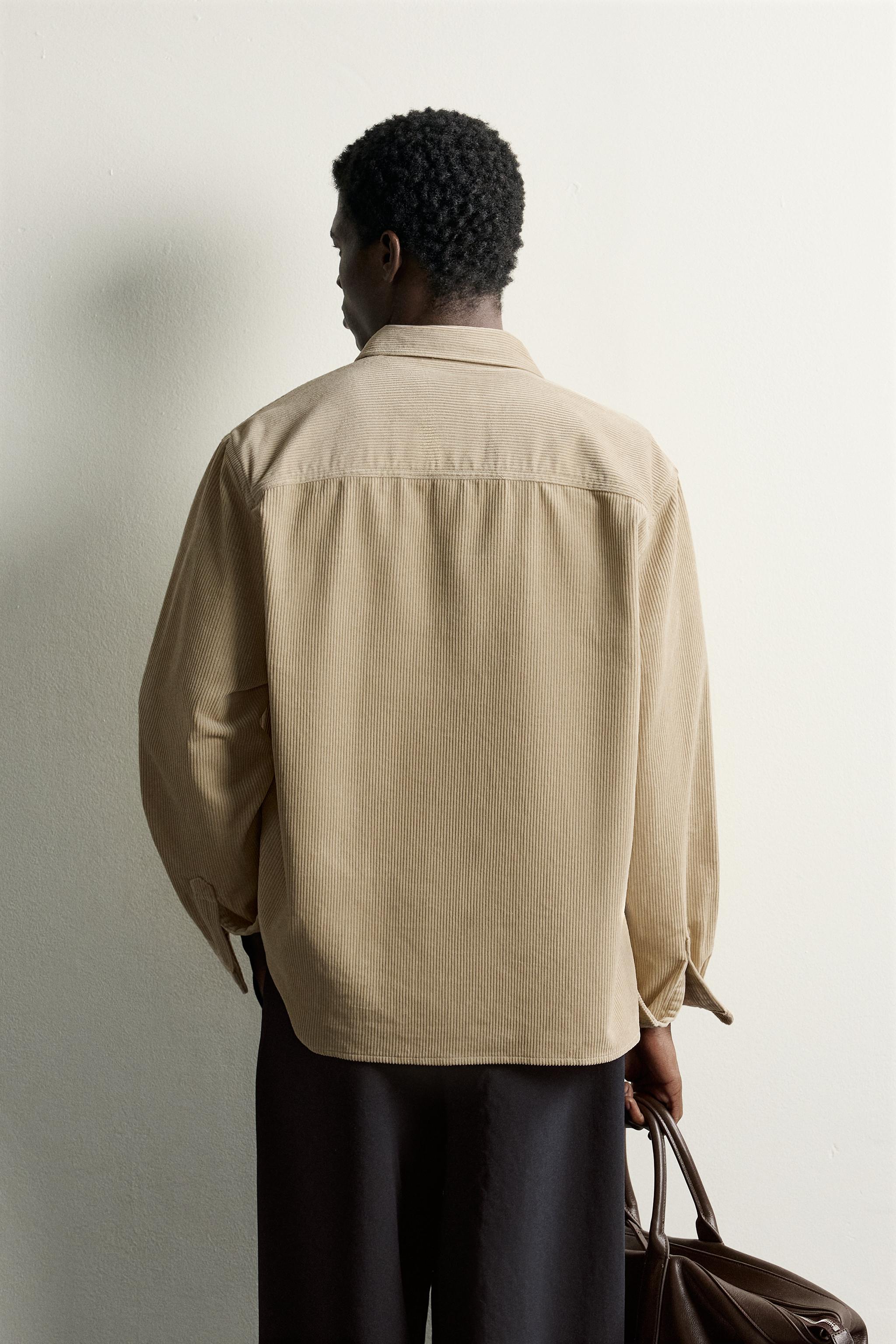 Zara FİTİLLİ KADİFE RELAXED FIT İNCE CEKET görsel 3