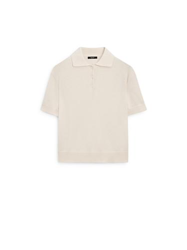 Zara Wool blend knit polo sweater - Oyster-white