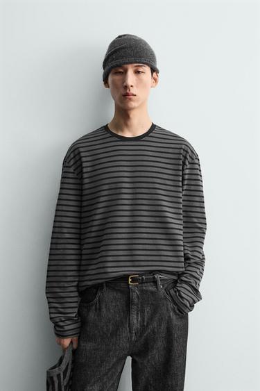 Zara 條紋雙面針織 T 恤 - 條紋