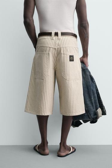 SHORT RELAXED FIT À RAYURES TENNIS - Écru de Zara - Image 2