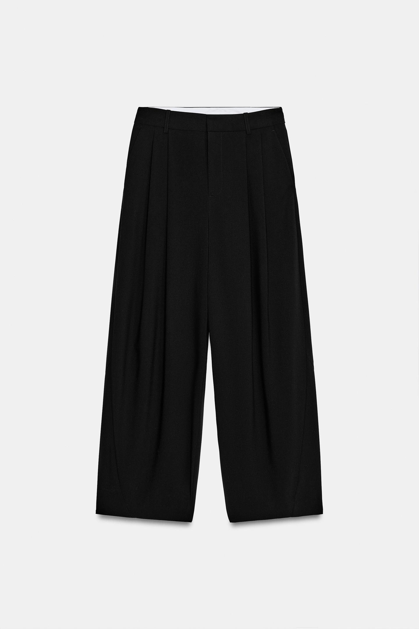 Женские брюки Zara Pleated Balloon, цвет: Чёрный — фото 7