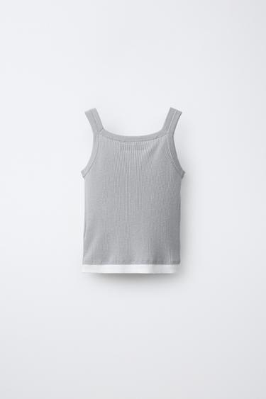 DOUBLE RIBBED T-SHIRT - Grey by Zara - Image 1
