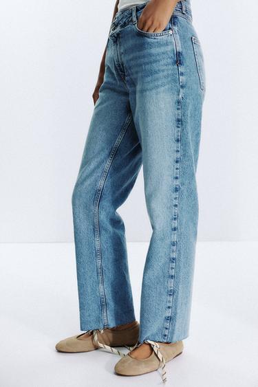 JEANS Z.09 STRAIGHT ANKLE HIGH-WAIST CROSSOVER WAIST - Mid-blue by Zara - Image 3
