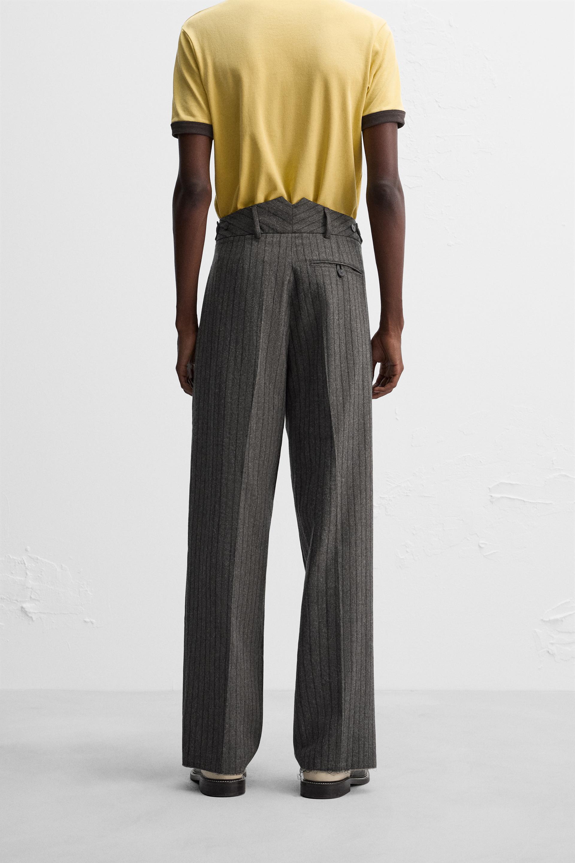 ZARA HARRY LAMBERT 2024 AW ストライプ スーツ パンツ CHECK SUIT TROUSERS HARRY LAMBERT FOR ZARA X DISNEY - Gray