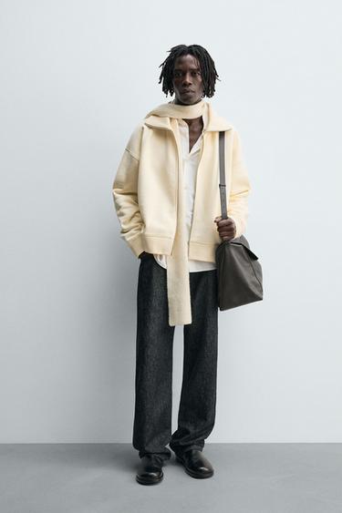 RIBBED ZIP-UP SWEATSHIRT - Oyster-white by Zara - Image 0