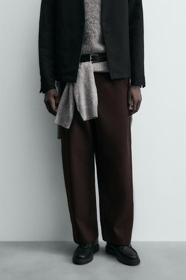 TEXTURED BALLOON FIT TROUSERS - Maroon by Zara