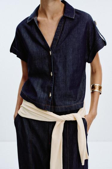 CAMISA Z1975 DENIM MANGA CORTA - Azul de Zara