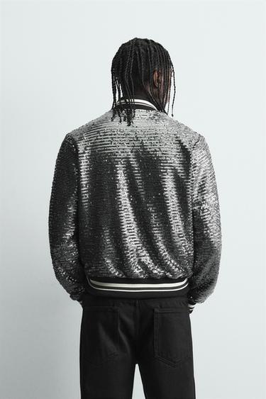 BLOUSON BOMBER PAILLETTES - Noir / Argent de Zara - Image 2