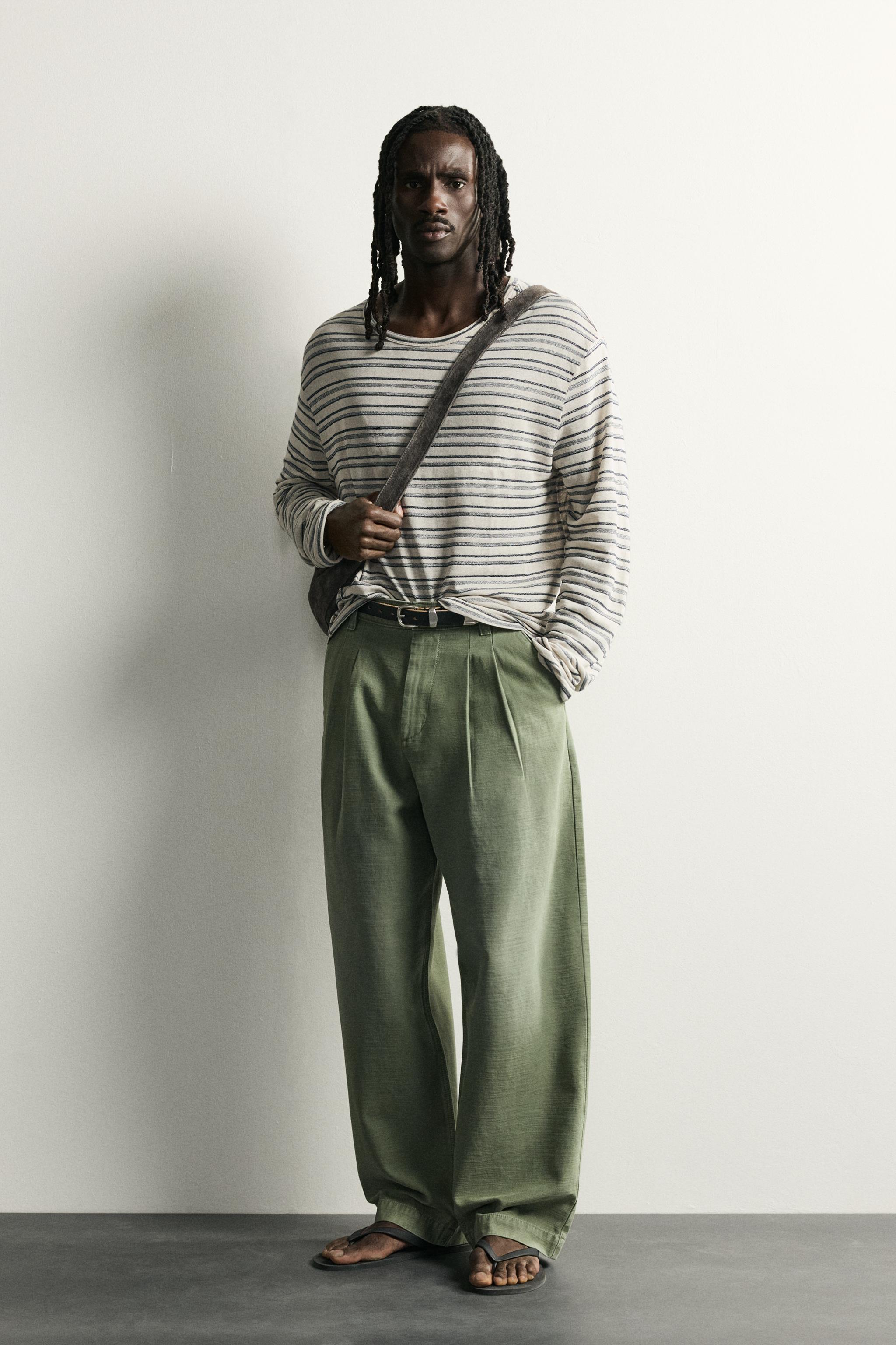Мужские джинсы Zara BAGGY FIT PLEATED CHINO PANTS