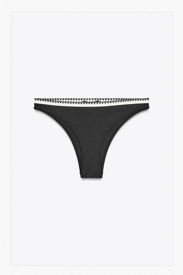 CONTRAST BIKINI BOTTOMS - Black / White by Zara