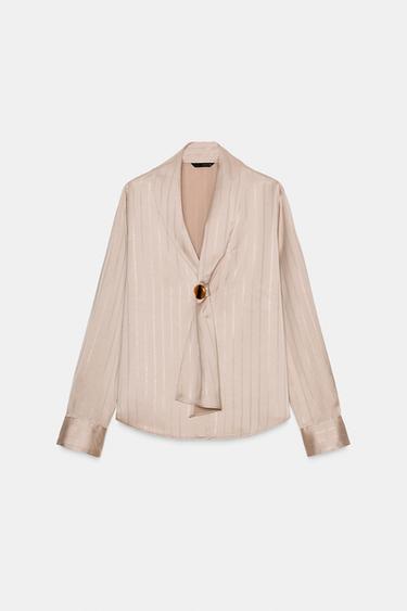 BLOUSE DÉCOR FIL MÉTALLISÉ - Or de Zara - Image 5